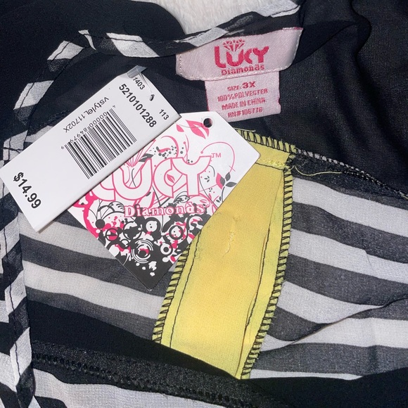 NWT Lucy Diamonds Sheer High Low Open Back Top 3X - Picture 4 of 11